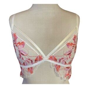 Cosabella Bralette Semisheer Pink Floral Lacy Coquette Sz Small Made In Italy